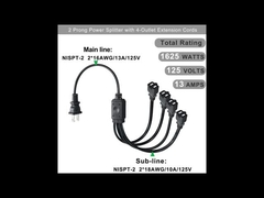 Certificato USA 6Ft 3 Pin Plug 515P To 3 Way Nema 515R Ac Extension Cord Three Prong Outlet Splitter