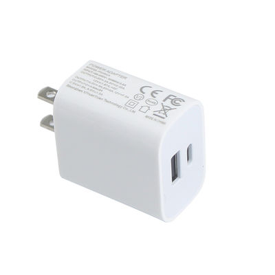Caricabatterie da muro USB a 2 porte da 20 W con 2 pin US – Adattatore di alimentazione a ricarica rapida di tipo C e USB-A per telefono, tablet, fotocamera