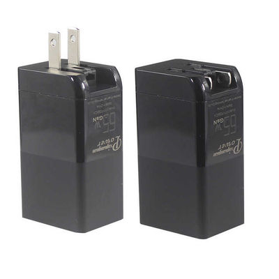 US Plug 65W USB Wall Charger Adapter a doppia porta con usb-c e usb-a per laptop, telefono, tablet, ricarica di viaggio (input di 240V)