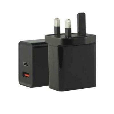 EU 2-Pin USB-C e USB-A Wall Charger, 45W Dual Port Power Adapter per laptop, tablet e smartphone