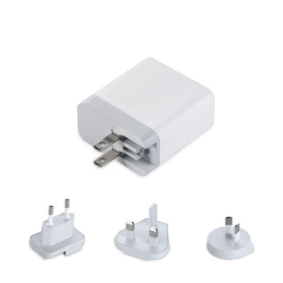 Caricabatterie da parete USB multi-porta con spine intercambiabili, adattatore di alimentazione USB-A e USB-C da 60W per casa, ufficio e viaggi