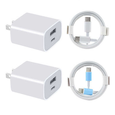 20W USB-C e USB-A US Wall Charger con cavo, Fast Charging Power Adapter per smartphone e tablet