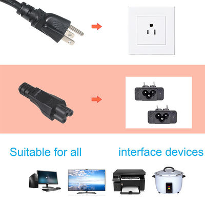 Nema 515P To IEC C5 Boiler Plug Rice Cooker Power Cord 3Pin Retracibile