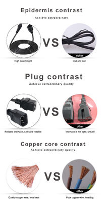 Cavo di alimentazione a corrente alternata di 16 Amp Industrial C14 Plug VDE 15A 250V 14AWG