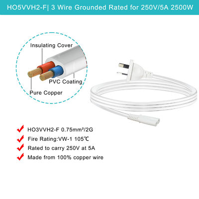 ROHS Standard Figure 8 2 Prong C7 Cordone di alimentazione elettrica 2Pin Ps5 Cable di alimentazione
