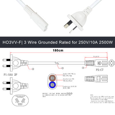 ROHS Standard Figure 8 2 Prong C7 Cordone di alimentazione elettrica 2Pin Ps5 Cable di alimentazione