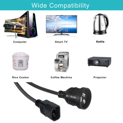 240V 3 Prong IEC 320 C14 Corde di alimentazione elettrica per una connessione TV fluida In Australia