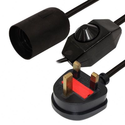 Porta lampada E27 cavo di alimentazione elettrica con 6 piedi H03VVH2-F 0,75mm/2C UK 3 pin Plug