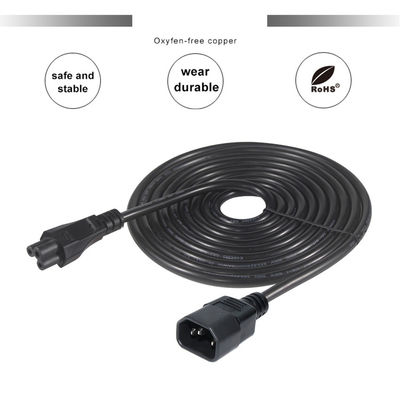 1Ft C14 Conductor Universal Laptop Power Cable con cavo di estensione IEC C5