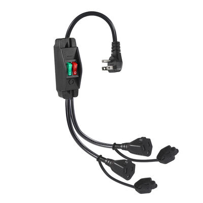 15A/125V Flat Plug Inline 1 Main Line 2 Sub Nema 515P 3Pin Y Tipo Splitter Cord di alimentazione con interruttore