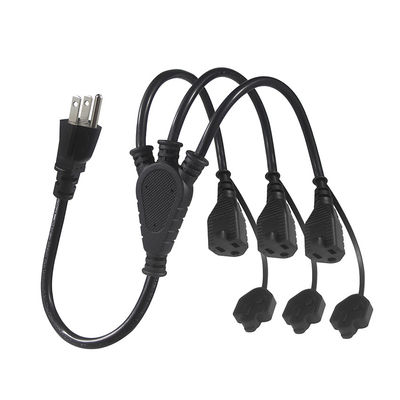 Certificato USA 6Ft 3 Pin Plug 515P To 3 Way Nema 515R Ac Extension Cord Three Prong Outlet Splitter