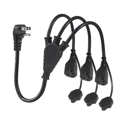Certificato USA 6Ft 3 Pin Plug 515P To 3 Way Nema 515R Ac Extension Cord Three Prong Outlet Splitter