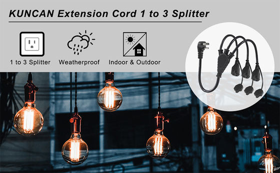 Certificato USA 6Ft 3 Pin Plug 515P To 3 Way Nema 515R Ac Extension Cord Three Prong Outlet Splitter