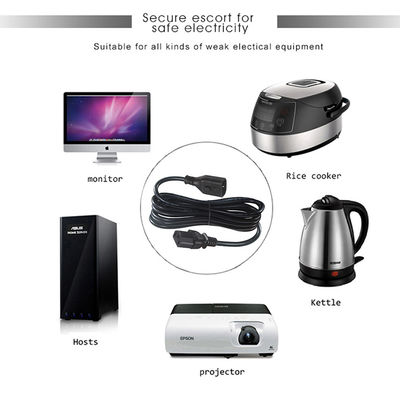 OEM 1.5M Computer AC Corde di alimentazione elettrica IEC C14 Plug To IEC C13 connettori femminili