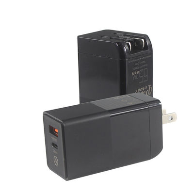 Caricabile portatile 65W 2 porte Piccolo caricabatterie a carica rapida PD con nitrito di gallio GaN