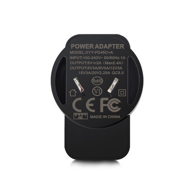 Adaptore di alimentazione AC DC 65W Tipo-C con QC 3.0 e ricarica wireless AU SAA Input approvato 100-240V