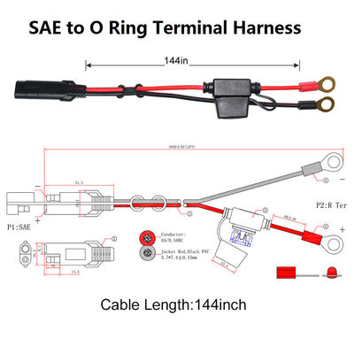 10A 2 Pin SAE caricabatterie per Eyelet Terminal Cavo di energia solare 2ft bassa tensione