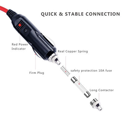 1M Spt-2 12V 24V Cavo solare per auto accenditore di sigarette Adaptatore maschile per 2 terminali anulare