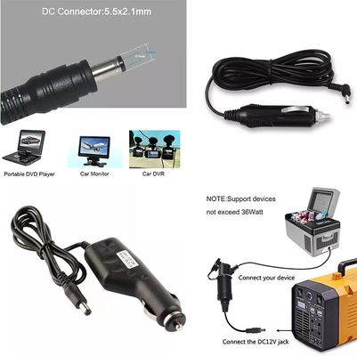 Cavo portatile DC12V per accendini per sigarette con connettore da 5,5 mm*2,1 mm