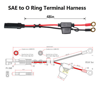 2468 20AWG SAE 2 Pin Cable di estensione con filtro occhiali Lugs personalizzato