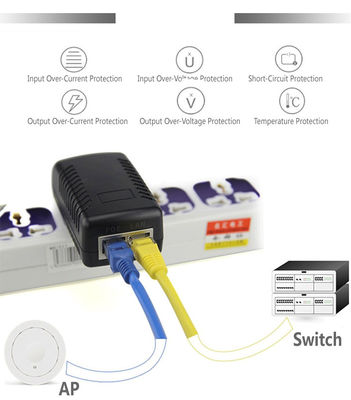 Connettore a corrente continua 2 RJ45 Porti POE Iniezione alimentazione 24V 1a Per telecamera IP