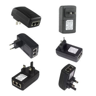 Iniettore POE 24V 1A con spina UK e 2 porte RJ45 per telecamera IP