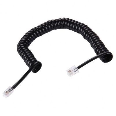 Cavo telefonico a spirale RJ9 personalizzato 5 piedi, guaina in PVC nero