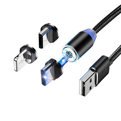 Tipo USB Micro-USB 360 gradi 3 in 1 Cavo ad adattatore magnetico Led USB per la ricarica rapida