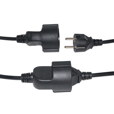 6 ft nero cee/7 EU AC Power Cord 3Pin Splitter Cable 1 a doppio femminile Y tipo Split Lead
