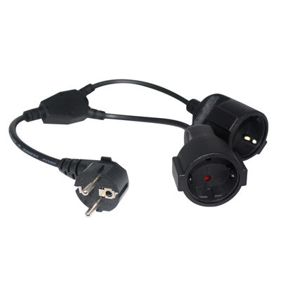 6 ft nero cee/7 EU AC Power Cord 3Pin Splitter Cable 1 a doppio femminile Y tipo Split Lead