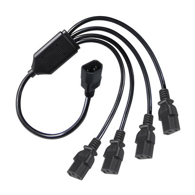 Connettore ad angolo a bobina nera H05vv F Plug Iec C13 Iecc14 Maschio a femmina Y Splitter Cable Power Extension Cord
