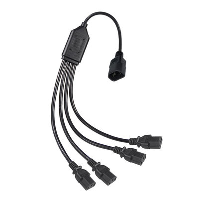 Connettore ad angolo a bobina nera H05vv F Plug Iec C13 Iecc14 Maschio a femmina Y Splitter Cable Power Extension Cord