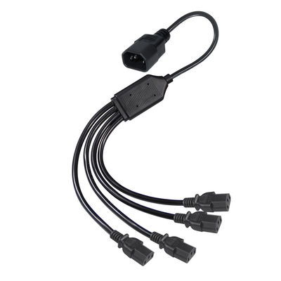 Connettore ad angolo a bobina nera H05vv F Plug Iec C13 Iecc14 Maschio a femmina Y Splitter Cable Power Extension Cord