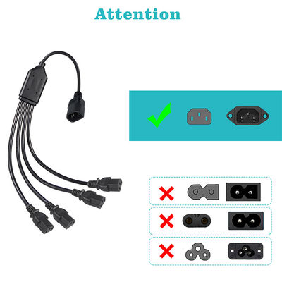 Connettore ad angolo a bobina nera H05vv F Plug Iec C13 Iecc14 Maschio a femmina Y Splitter Cable Power Extension Cord