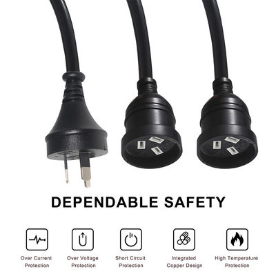 Australia Plug H05vv-f 3g 3*0.5mm2/0.75mm2 IEC Connector Power Cord con doppia femmina
