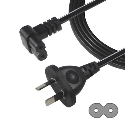 2m SAA Iec Plug H03vvh2f 2X075mm2 Australian 2 Prong Figura 8 Ac Cable End Estensione Angolo C7 connettore Corde di alimentazione