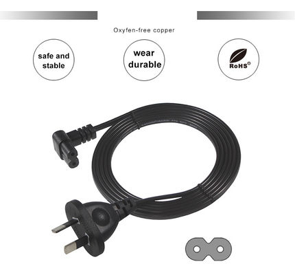 2m SAA Iec Plug H03vvh2f 2X075mm2 Australian 2 Prong Figura 8 Ac Cable End Estensione Angolo C7 connettore Corde di alimentazione
