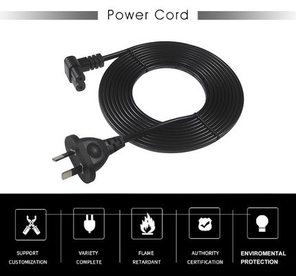 2m SAA Iec Plug H03vvh2f 2X075mm2 Australian 2 Prong Figura 8 Ac Cable End Estensione Angolo C7 connettore Corde di alimentazione