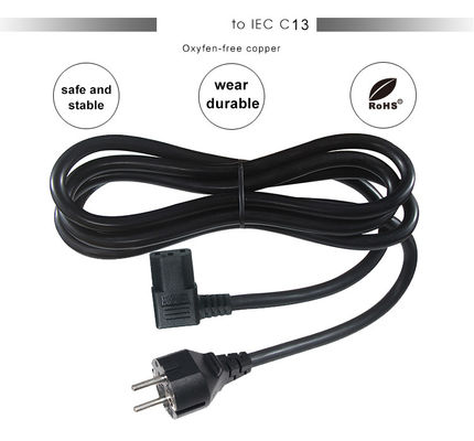 VDE European Schuko Cee 77 7/7 250V H05vv-F 3G2.5 90 gradi C13 Corde di alimentazione ad angolo retto