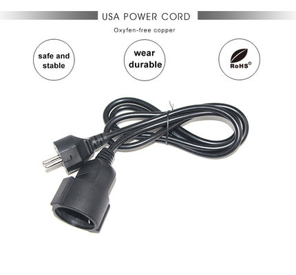 Cee 7/7 Cord 16A Plug Power Female To Male Schuko Estensione cavo europeo 2 metri
