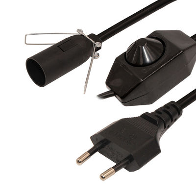 6ft European 2 Prong AC Power Extension Cord E12 Set con Wire Clip e Edison Lamp Socket