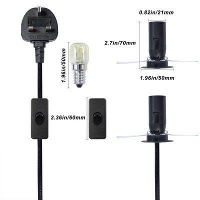 UK Plug E14 Salt Lamp Power Cord con 303 Switch 1.2M