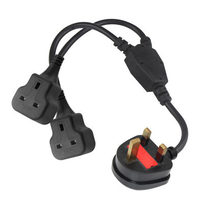 Copper 3 Wire AC Power Cord UK 3Pin Maschio a doppio connettore femminile Y Splitter England Cable