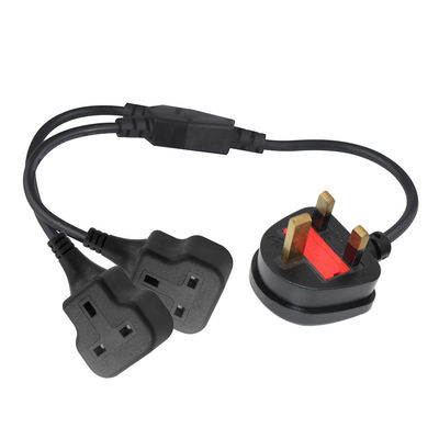 Copper 3 Wire AC Power Cord UK 3Pin Maschio a doppio connettore femminile Y Splitter England Cable
