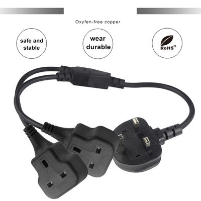 Copper 3 Wire AC Power Cord UK 3Pin Maschio a doppio connettore femminile Y Splitter England Cable