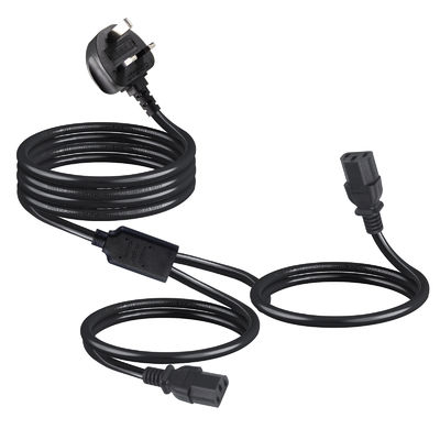 Adattatore UK C13 Y Splitter IEC Plug Estremità del cavo per prolunga esterna da 1 a 2 ciabatta