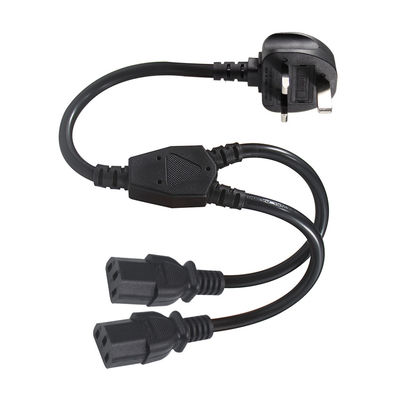 Adattatore UK C13 Y Splitter IEC Plug Estremità del cavo per prolunga esterna da 1 a 2 ciabatta