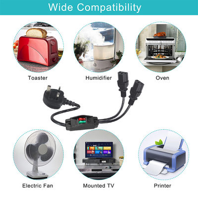 UK Plug Standard a forma di Y 2 in 1 AC Cable Splitter 7A Rating soddisfa i requisiti del cliente