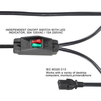 UK Plug Standard a forma di Y 2 in 1 AC Cable Splitter 7A Rating soddisfa i requisiti del cliente