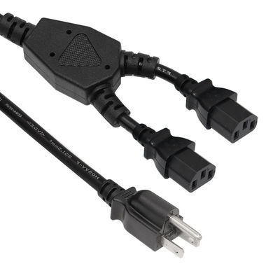 2 prese di corrente Y Splitter Computer Power Cord con spina a corrente alternata Nema 515P standard e ingresso C13